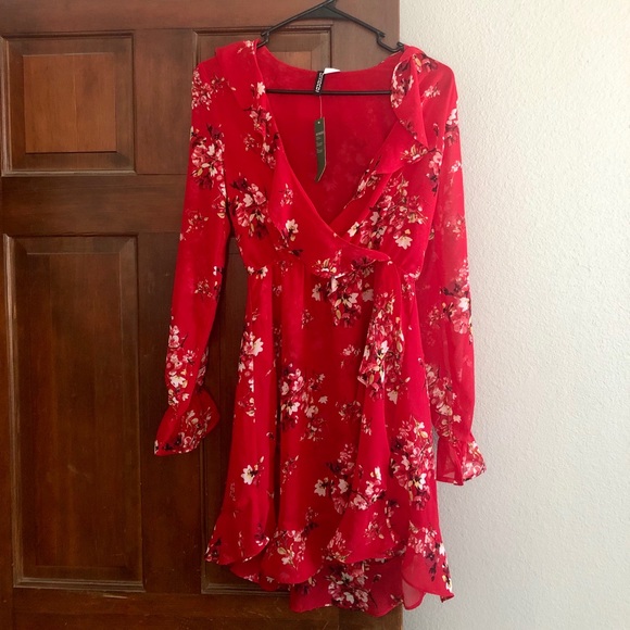 Hxxm red dress floral Clearance